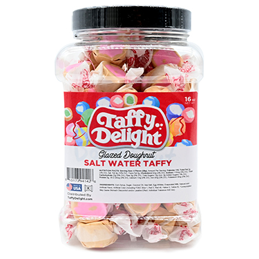 Taffy Delight Glazed Doughnut Salt Water Taffy 16oz Jar